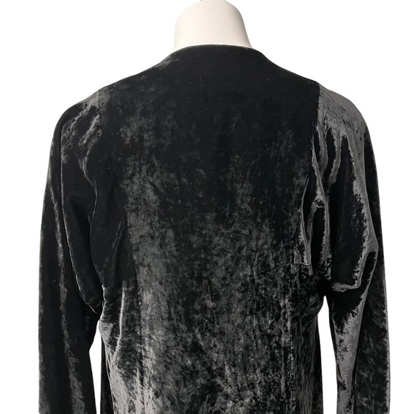 Eskandar BLACK Velvet Medium Weight Persian A-line Coat, Sz 4 - Picture 8 of 12